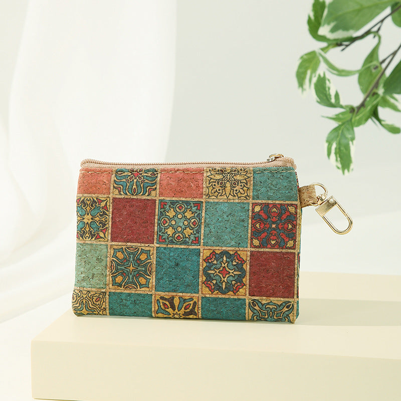Wholesale 8pcs/pack Square Cork Coin Purse Card Holder Key Bags